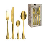 AMEFA - Ménagère 16 couverts de table pour 4 personnes - Cérémonial - Acier inoxydable 18/0, Finition Brillante - Doré