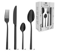 AMEFA - Ménagère 16 couverts de table pour 4 personnes - Square - Acier inoxydable 18/0, Finition PVD (Physical vapor deposition) - Noir