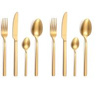 AMEFA - Ménagère 24 couverts de table pour 6 personnes - Square - Acier inoxydable 18/0, Finition PVD (Physical vapor deposition) - Champagne (Lot de 2)