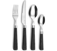 PRADEL ESSENTIEL - Ménagère 24 couverts de table pour 6 personnes - Paille - Acier inoxydable 18/0, Finition Standard - Noir