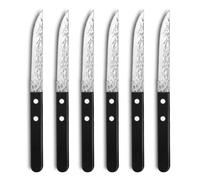 Amefa Steak Pizza 2.0 Martelé 6 couteaux à steak 21,6 cm, manche noir | Coffret 6 couteaux à steak 21,6 cm, Manche noir, Lame inox 13C, Lavage à la main recommandé