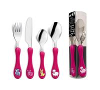 AMEFA - Tube 4 couverts pour enfants - Enfant - Acier inoxydable 18/0, Finition Brillante - Rose Fushia