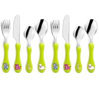 AMEFA - Tube 4 couverts pour enfants - Enfant - Acier inoxydable 18/0, Finition Brillante - Vert Anis (Lot de 2)