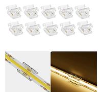 Amefil 2 broches 10mm Cob LED Strip Connecteurs, entrée DC femelle avec câble connecteur facile clic, bande de fil connexion rapide pour Singel couleur COB bande LED (2p10mmBB)