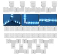 Amefil Adaptateur de soudure sans couture 8 mm4 broches pour compatibilité étendue avec bandes lumineuses SMD 5050 LED, 20 connecteurs, 5 litres et 5 T-connecteurs 30 ensemble complet de connecteurs