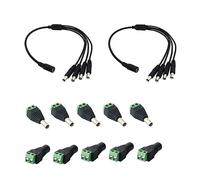 Amefil Câble d'alimentation DC, câble de séparation 1 femelle vers 4 mâles, 12v 5.5x2.1mm dc connector male female cap for CCTV surveillance led strip light