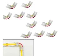 Amefil Connecteur COB 3PinFCOB de 10 mm, utilisé pour la bande LED COB de WS2811 IC RGB 630LED/m, connecteur en forme de L 10 pièces