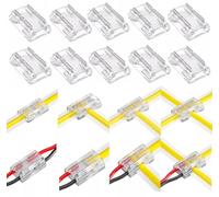 Amefil Connecteur lumineux bande 2 broches 8mm avec 20 paquets de bande lumineuse à ruban COB LED pour bande de fil connecteur soudé