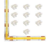 Amefil Connecteur transparent à 4 broches 10 mm RGB COB LED bande sans écart ou soudure, connecteur en forme de L 10 pièces