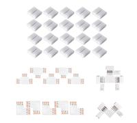 Amefil Connecteurs de bande LED à 4 broches sans soudure - Connecteur sans espace - 8 mm de large - Répartiteur RVB L - Connecteur en forme de T pour bandes lumineuses LED multicolores RVB 3528 2835