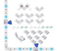 Amefil Connecteurs LED 8 mm 4 broches RVB 8 x connecteurs d'angle en forme de L, 10 bornes adaptateur sans espace pour bande lumineuse LED multicolore 3528 2835 12 V 24 V