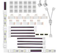 Amefil Kit connecteur LED RGGBWW 5 broches 12 mm, sans soudure, diviseur L/T, connecteur mâle JST SM, kit SMD 2 voies SMD avec cavalier à barre lumineuse, câble cavalier avec contrôleur de barre