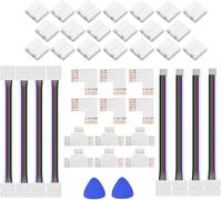 Amefil Kit de connecteurs LED SMD 5 broches de 10 mm sans soudure, répartiteur L/T angle droit, câble de transition bande à bande pour bandes RGBW-5050
