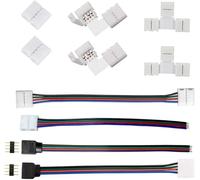 Amefil LED Strip connectors for Strip Lights 4pin 10 mm L/T Corner Connector, Strip to Power Adaptor, Strip to Controller Jumper for 5050 led Light connectors (4pin)