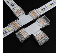 Amefil Lot de 5 connecteurs en forme de T pour bande LED 5 broches 12 mm Connexion sans soudure Convient pour bande LED RGBW 12-24 V