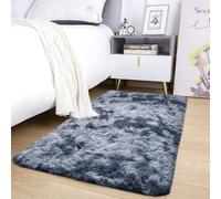 AMEHA Petit tapis moelleux à poils longs antidérapant pour chambre à coucher - Moderne gris foncé super doux - Tapis en peluche qui ne perd pas ses poils et facile à nettoyer (gris tie-dye, 50 cm x 80