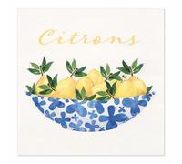 Ameisenkeks Citrones Lot de 20 serviettes en papier, respectueuses de l'environnement, à 3 couches, 33 x 33 cm, pliées en 1/4, imprimées avec des couleurs à base d'eau, sans azurants optiques