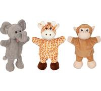 Ameisenkeks Lot de 3 marionnettes à main avec jambes - Girafe, singe, éléphant