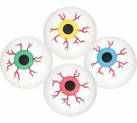 Ameisenkeks® Lot de 4 balles rebondissantes pour les yeux effrayants, Ø 45 mm, avec design globe oculaire en rouge, vert, bleu et jaune, décoration d'Halloween et articles de farces