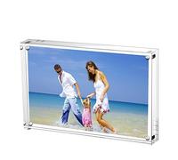 AMEITECH Cadre de Photo Magnétique, Cadres de Photos Acryliques, Porte 15 x 20 cm de Photos, 10 + 10 mm D'épaisseur, écran sans Carte de Fond pour Carte Postale - Transparent