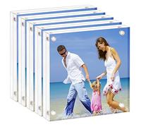 AMEITECH Cadre Photo en acrylique 10x10, cadres Photo en acrylique transparent Double face, cadres Photo magnétiques sans cadre de bureau - Lot de 5