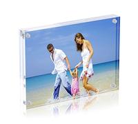 AMEITECH Cadre Photo Magnétique, Cadres Acryliques, Porte 13 x 18 cm, 10 + 10 mm D'épaisseur, écran sans Carte de Fond pour Carte Postale - Transparent