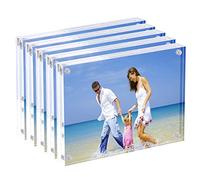 AMEITECH Cadres Photo Acryliques 15 x 20 cm, Cadre Photo Bloc Acrylique Magnétique, Affichage Photo sans Cadre de Bureau - Lot de 5