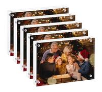 AMEITECH Lot de 5 cadres photo en acrylique de 10,2 x 15,2 cm, affichage magnétique double face, cadres transparents pour bureau avec design vertical ou horizontal