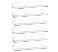 AMEITECH Lot de 6 étagères flottantes en Acrylique Transparent pour Rangement Mural, 38 cm, étagère Murale pour Enfants, Rebord d'affichage pour Chambre, Salon, Salle de Bain, Cuisine