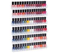 AMEITECH Lot de 6 étagères murales Transparentes en Acrylique pour Vernis à Ongles, 90 Bouteilles, Organiseur de Vernis à Ongles et Rangement avec Embouts antidérapants, 38cm