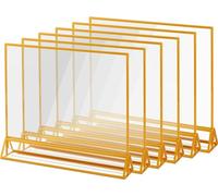 AMEITECH Lot de 6 supports horizontaux en acrylique avec bordures dorées, 27,9 x 21,6 cm, transparents double face, pour numéros de table de mariage, panneaux de restaurant, photos et affichage d'art