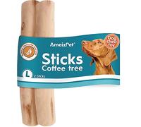 AmeizPet Bois De Cafeier Chien Jouet Indestructible, Os Chien à Macher, Stick a Macher pour Chiens, Naturel Durable Os en Bois Taille L Pack De 2 Bâtons