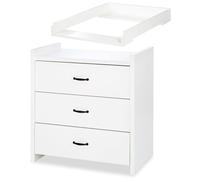 AMELIA Commode bébé avec plan à langer amovible et 3 tiroirs Blanc
