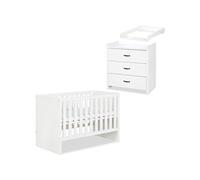 AMELIA Ensemble bébé commode à langer et lit évolutif 120X60 Blanc