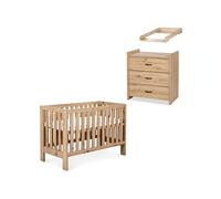 AMELIA II Ensemble bébé commode à langer et lit évolutif 120x60 Chêne avec tiroir Chêne G