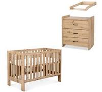 AMELIA II Ensemble bébé commode à langer et lit évolutif 120x60 Chêne avec tiroir Chêne G