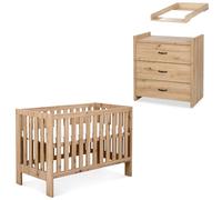 AMELIA II Ensemble bébé lit 120x60 + commode à langer Chêne sans tiroir | Un couchage évolutif et un espace de change fonctionnel pour accompagner la croissance de l'enfant et organiser ses affaires.