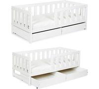 Mon Mobilier Design Amelia Lit Enfant 160x80 Blanc avec Double tiroir