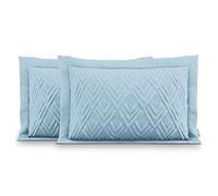 AmeliaHome 2 taies d'oreiller Double Face avec surpiqûre ultrasonique 50 x 70 cm Ophelia Bleu Clair