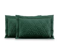 AmeliaHome 2 taies d'oreiller Double Face avec surpiqûre ultrasonique 50 x 70 cm Ophelia Vert foncé