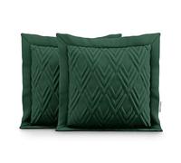 AmeliaHome 2 taies d'oreiller Double Face ultrasonique matelassé 45 x 45 cm Ophelia Vert foncé