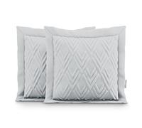 AmeliaHome 2 taies d'oreiller Double Face ultrasonique surpiqûre 45 x 45 cm Ophelia Argent
