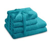 AmeliaHome Amari Lot de 2 Serviettes de Toilette Turquoise 50 x 100 cm et 2 Serviettes de Bain 70 x 140 cm 100% Coton Qualité absorbante