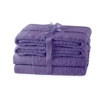 AmeliaHome Amari Lot de 4 Serviettes de Toilette 50 x 100 cm et 2 Serviettes de Bain 70 x 140 cm 100% Coton Absorbant Violet