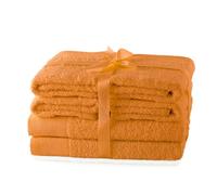 AmeliaHome Amari Lot de 4 Serviettes de Toilette Orange 50 x 100 cm et 2 Serviettes de Bain 70 x 140 cm 100% Coton Absorbant