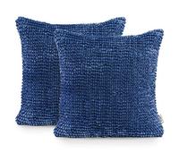 AmeliaHome Bati Lot de 2 Housses de Coussin décoratives Bleu foncé 45 x 45 cm