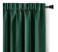 AmeliaHome Blackout Rideau occultant 140 x 245 cm Vert foncé 1 pièce Rideau occultant à Galon fronceur Décoration de fenêtre Rideau décoratif Blackout