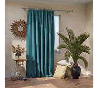 AmeliaHome Blackout Rideau Opaque, Polyester, Bleu, Galon fronceur, 140 x 270 cm
