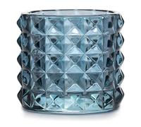 AmeliaHome Bougeoir en Verre Malaga Bleu foncé 7 x 6,5 cm