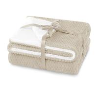 AmeliaHome Couverture Douillette 130 x 180 cm - Aspect Peau d'agneau Sherpa - Beige